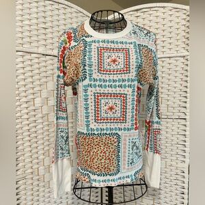 Sundance Patchwork Floral Print Design, Long Sleeve Thermal Top